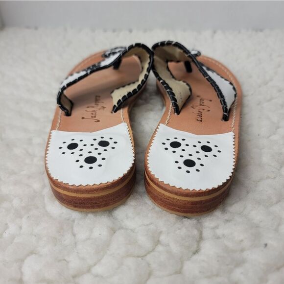 Jack Rogers Sandals Womens Size 7Bone Black Flats Palm Beach Navajo Jacks Casual - Picture 4 of 10